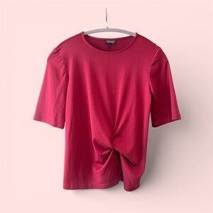 Topshop Crimson Short Sleeve Twist Tee